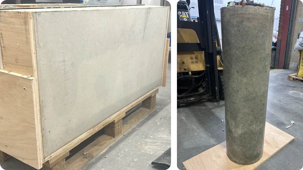 mockups of concrete column and wall